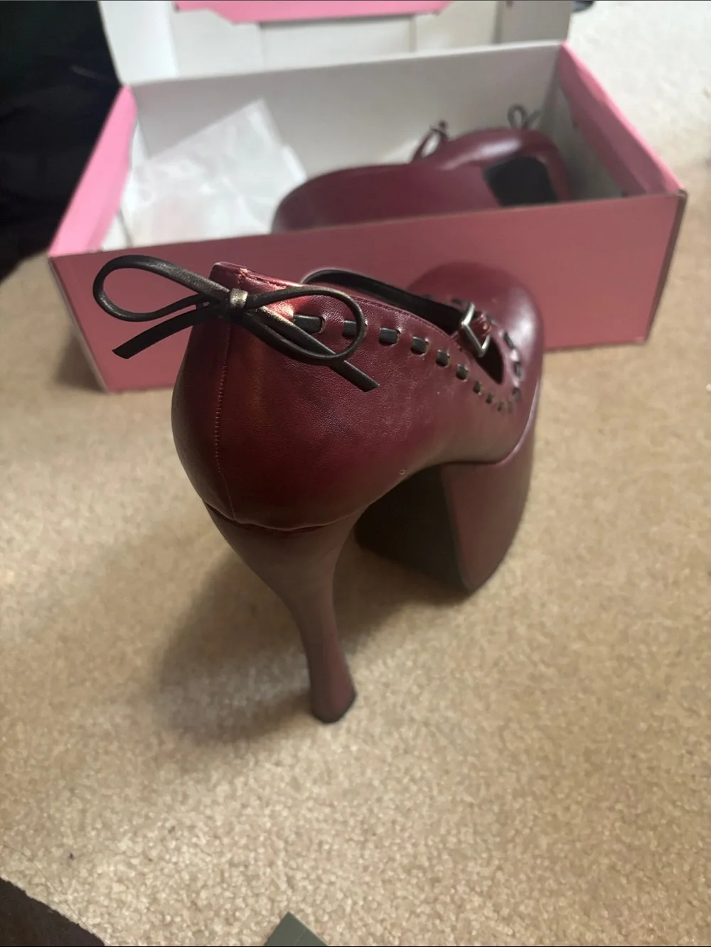 Dolls Kill Burgundy Platform Stiletto Heels